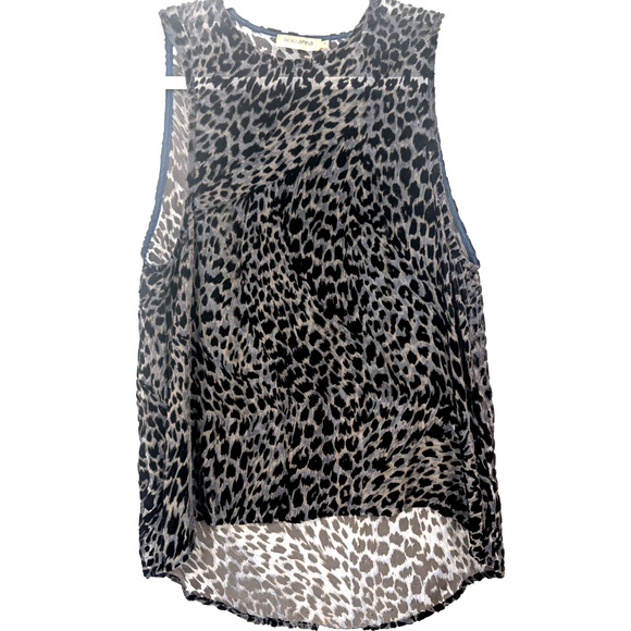 VTG Y2K Sheer Silk Velvet Burnout Leopard Fairy Grunge Baddie Hi Low Hem Tank 4 - Picture 1 of 8